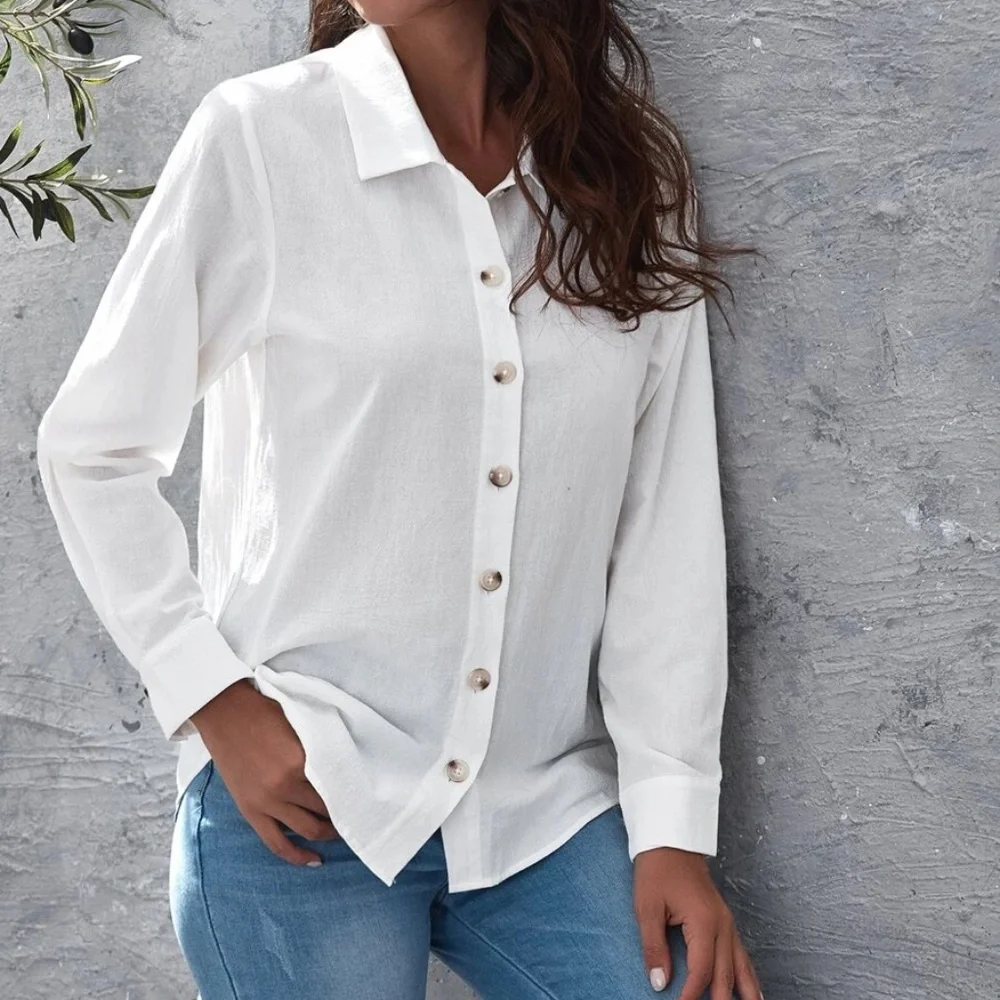 White Button down Boyfriend poplin Oversized Shirt - Picture 9 of 10